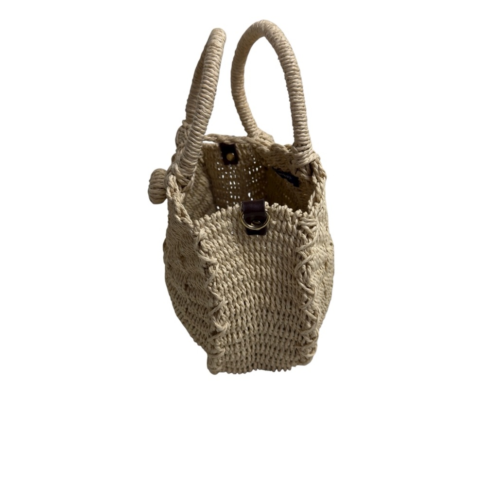 Buji Baja by Hat Attack Mini Cooper Round Straw Bag Natural (Missing Strap) - Picture 9 of 12